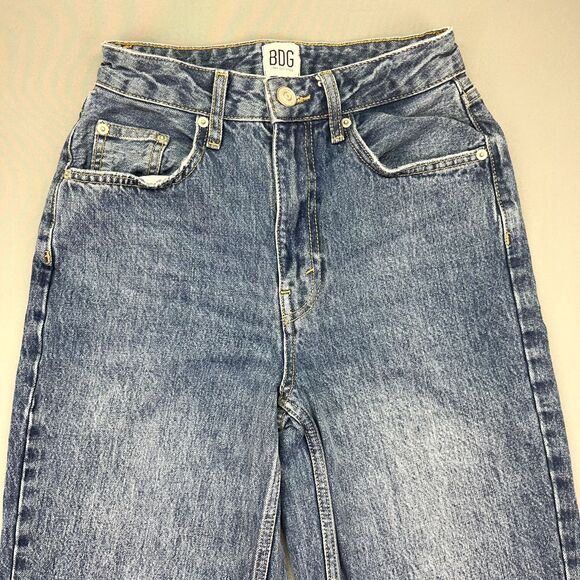 BDG Urban Outfitters Tan High Rise Baggy Jean Tag Size 25 Blue Light Wash Skater - Picture 2 of 14
